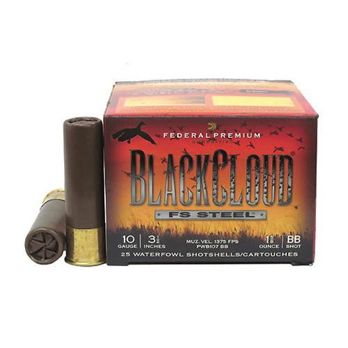 10 Gauge - Premium Black Cloud Waterfowl, 3 1-2", 1 5-8 oz, #BB Steel Shot, Per 25