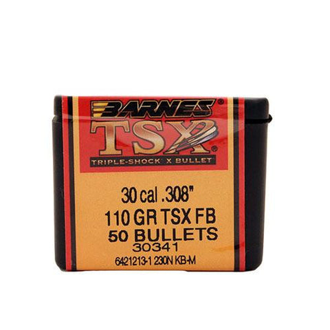 30 Caliber Bullets - Triple-Shock X, 110 Grains, Hollow Point Flat Base Lead-Free, Per 50