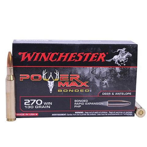 270 Winchester - Power Max Bonded, 130 Grains, Protected Hollow Point, Per 20