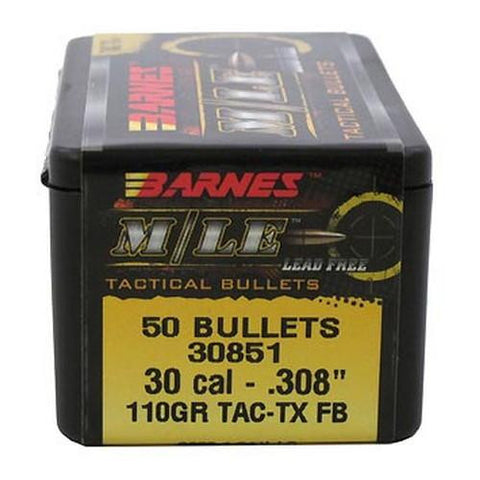 30 Caliber Bullets - Tipped TAC-TX, 110 Grains, Flat Base Lead-Free, Per 50