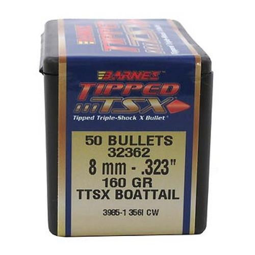 323 Caliber-8mm Tipped Triple-Shock X Bullets, 160 Grains, Boat Tail, Per 50