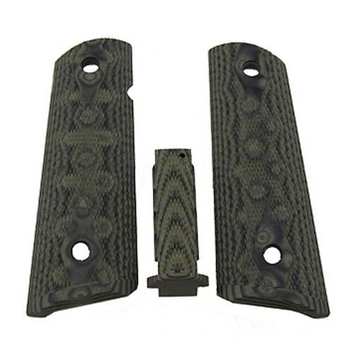 Government G10 Mag Grip Kit, Checkered Flat Mainspring - Olive Drab Green Camo