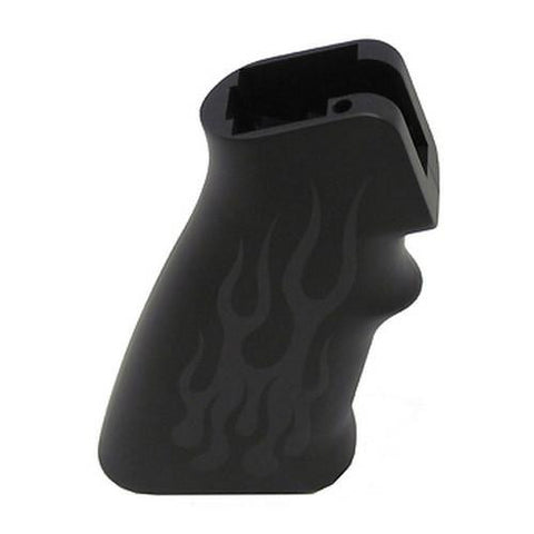 AR15 Aluminum Grips - Black Anodized, Flames