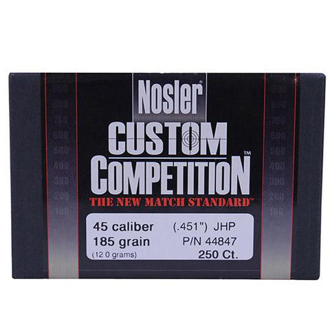 45 Caliber Bullets - Custom Competition, 185 Grains, Jacketed Hollow Point, Per 250