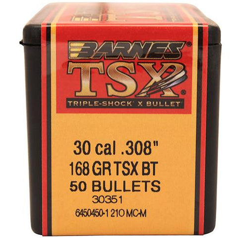 30 Caliber Bullets - Triple-Shock X, 168 Grains, Hollow Point Boat Tail Lead-Free, Per 50