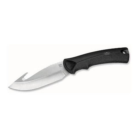 BuckLite MAX - Large, 4" Plain Blade with Guthook, Black Textured Alcryn Rubber Handle, Boxed