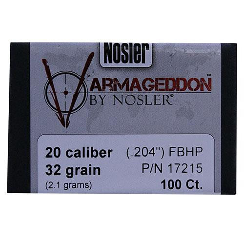 20 Caliber Bullets - Varmageddon, 32 Grains, Hollow Point Flat Base, Per 100