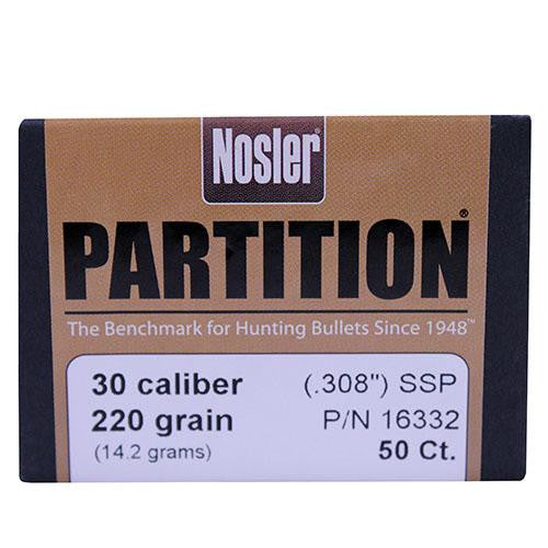 30 Caliber Bullets - Partition, 220 Grains, Semi Spitzer, Per 50