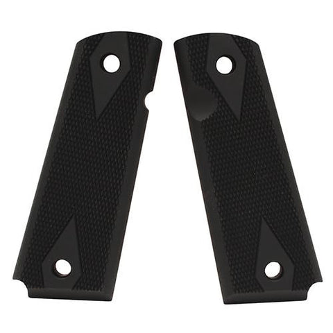 1911 Government-Commander 9-32" Thick Grips - Aluminum Checkered Matte Black Anodized