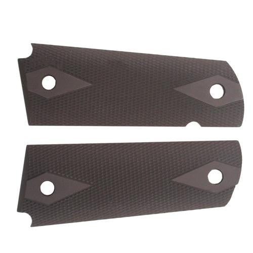 1911 Government-Commander 3-16" Thin Grips - Aluminum Checkered Matte Black Anodized