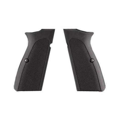 Browning Hi Power Grips - Checkered Aluminum Matte Black Anodized