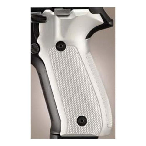 Sig P226 Grips - Checkered Aluminum Brushed Gloss Clear Anodized