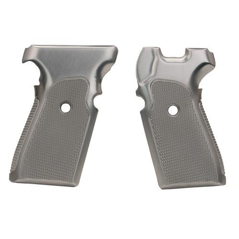 Sig P239 Grips - Checkered Aluminum Brushed Gloss Clear Anodized