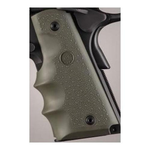 Colt & 1911 Government Grips - Rubber w-Finger Groove Olive Drab Green