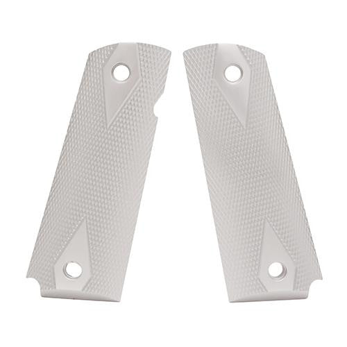 Colt & 1911 Government Grips - Checkered Aluminum Brushed Gloss Clear Anodized