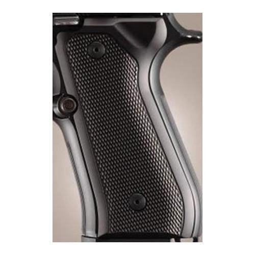 Beretta 92 Grips - Checkered Aluminum Brushed Gloss Black Anodized