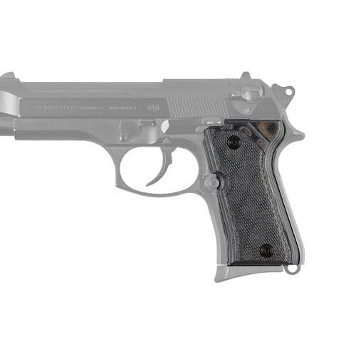 Beretta 92 Compact Grips - Checkered G-10 G-Mascus Black-Gray