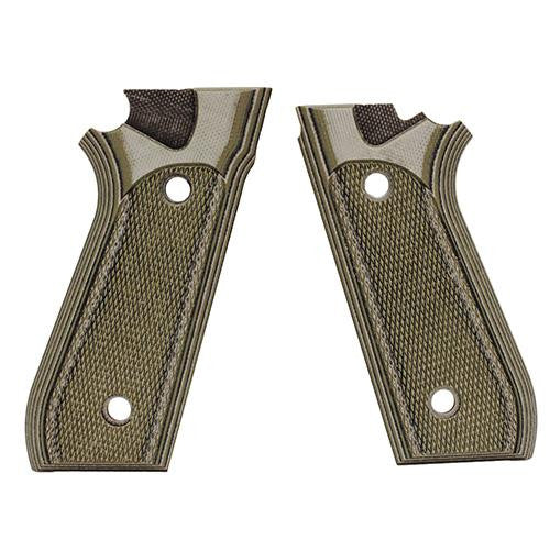 Taurus PT99+ Grips - w-Decocker Checkered G-10 G-Mascus Green