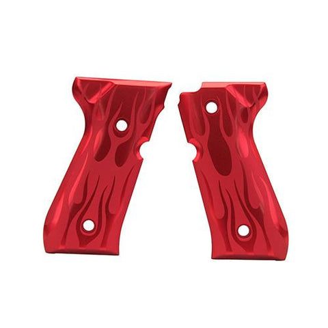 Beretta 92 Grips - Flame Aluminum, Red Anodized